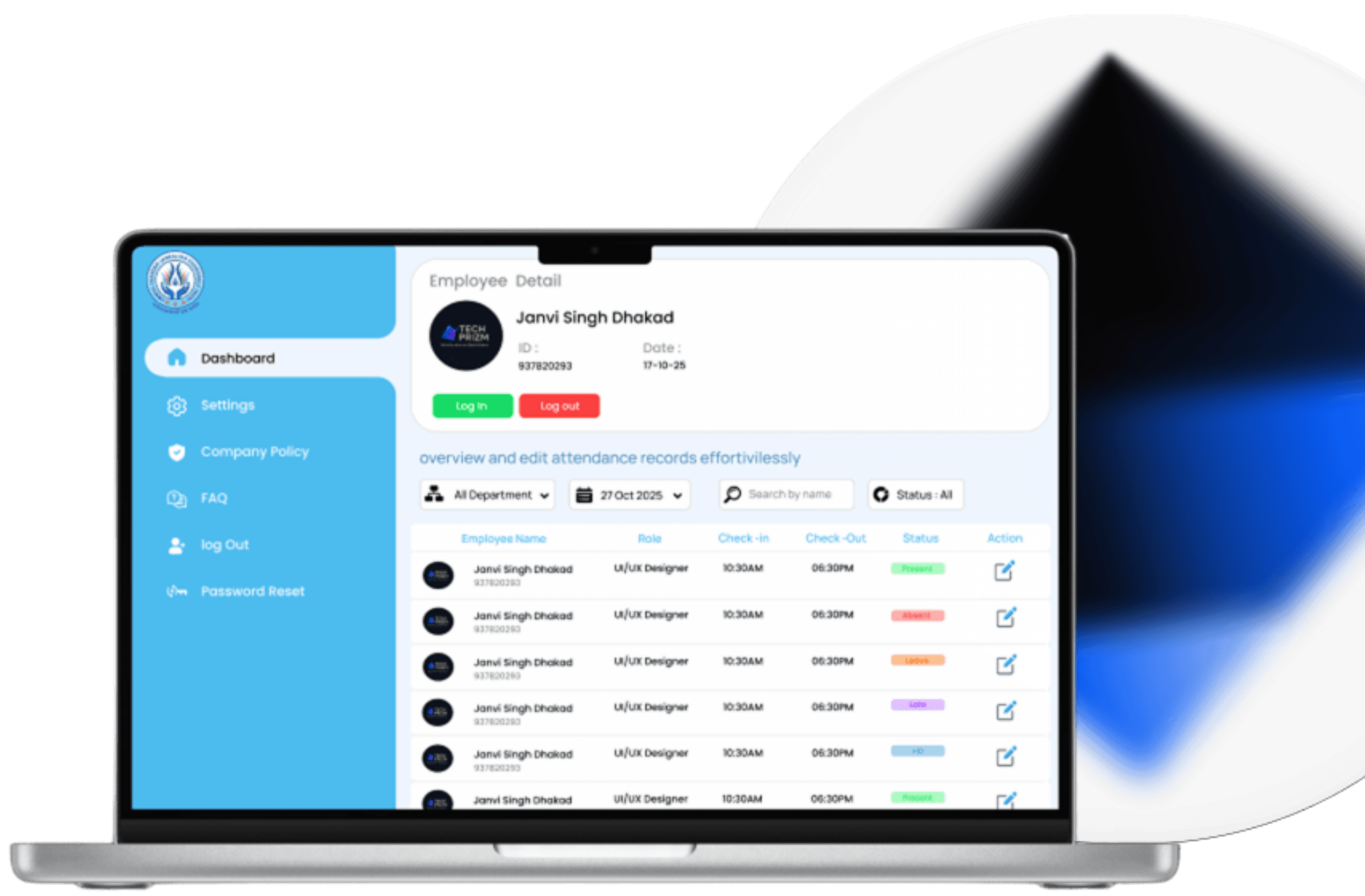 Realtime attendance insight dashboard