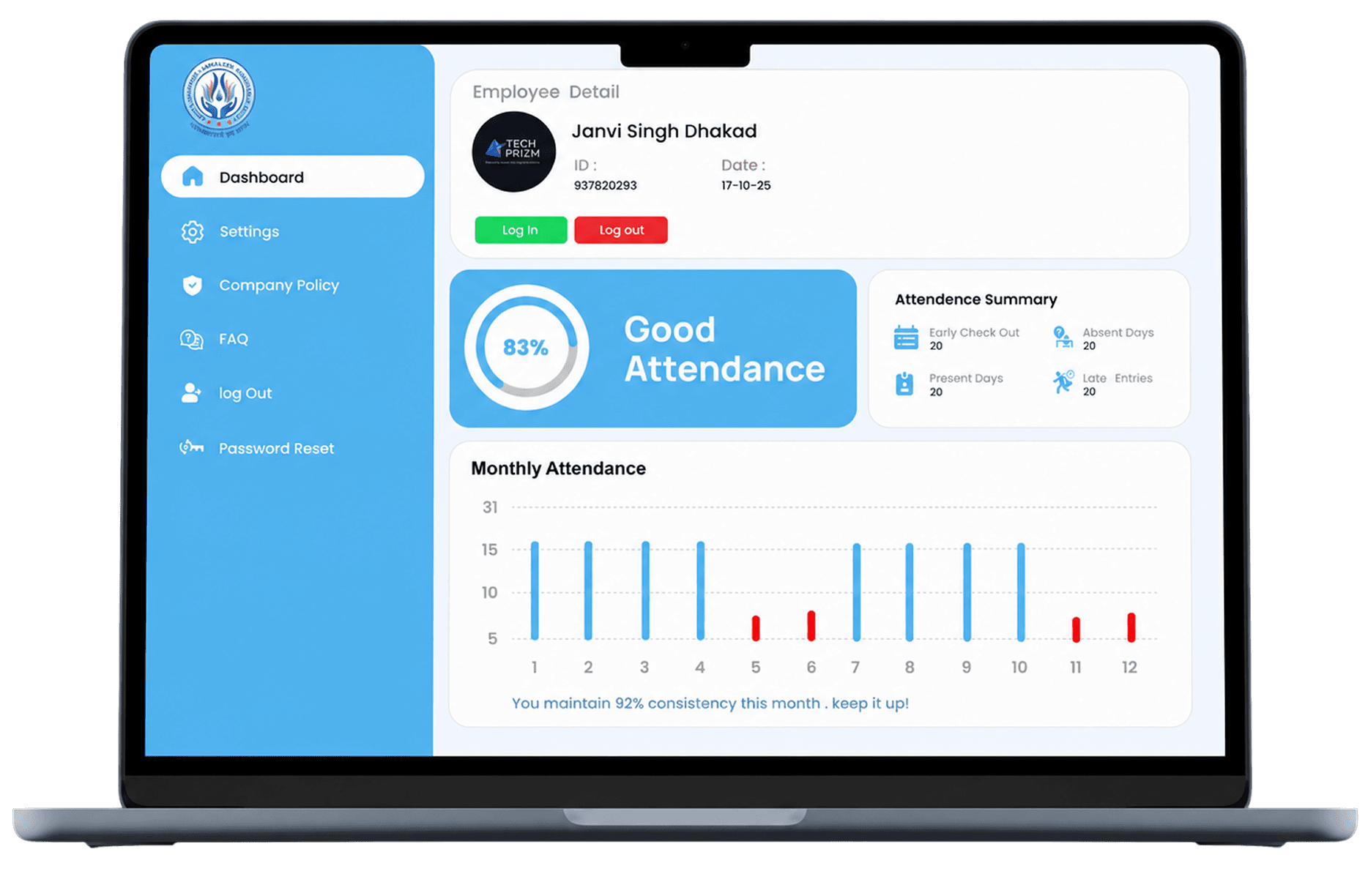 Biometric attendance dashboard